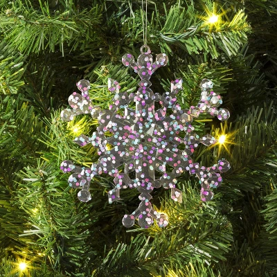 5" Christmas Iridescent Plastic Snowflake Ornament - Wondershop™ 3 5" Christmas Iridescent Plastic Snowflake Ornament - Wondershop™