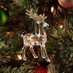 Acrylic Deer With Glittered Antlers Christmas Tree Ornament - Wondershopâ˘