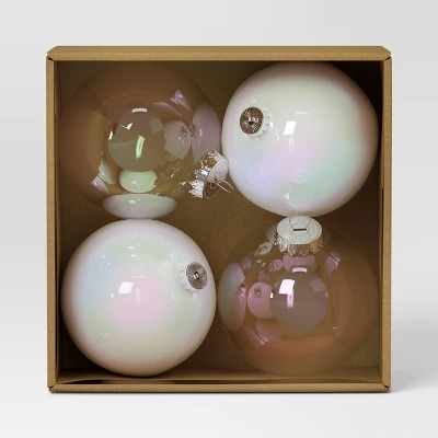 4ct 150mm Christmas Ornament Set Iridescent White/Clear - Wondershop™ 4 4ct 150mm Christmas Ornament Set Iridescent White/Clear - Wondershop™ - Image 2