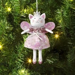 4.5" Silver Cat With Tiara Christmas Ornament Cat - Wondershop™
