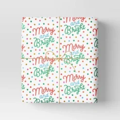 30" 50 Sq Ft Christmas Roll Wrap Merry And Bright On White - Wondershopâ˘