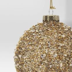 Christmas Gold Glass Beaded Ball Ornament - Wondershop™ -Christmas Supply Store GUEST b9e2460f b285 479b ab43 59b4192e2e8c
