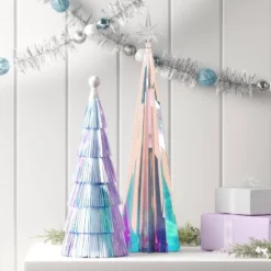 12" Christmas Tinsel Tree Decor Iridescent - Wondershopâ˘
