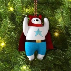 5.25" Christmas Fabric Superhero Ornament Polar Bear - Wondershopâ˘