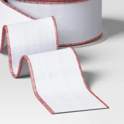 30' Christmas Fabric Ribbon White With Red Edge - Wondershop™ 5 30' Christmas Fabric Ribbon White With Red Edge - Wondershop™ -Christmas Supply Store GUEST ce2d39e7 fc53 4366 bdd3 09384b8611d3