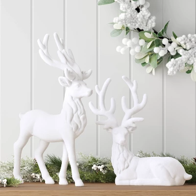 10.25" Christmas Flocked Sitting Deer White - Wondershop™ 3 10.25" Christmas Flocked Sitting Deer White - Wondershop™