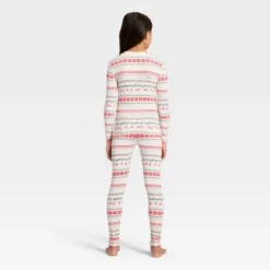 Kids' "Let It Snow" Fair Isle Cozy Knit Long Sleeve Shirt And Pants Holiday Matching Family Pajama Set - Wondershop™ Cream