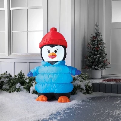 3'x4' Christmas Indoor/Outdoor Lighted Inflatable Penguin In Puffer Jacket - Wondershop™ 3 3'x4' Christmas Indoor/Outdoor Lighted Inflatable Penguin In Puffer Jacket - Wondershop™