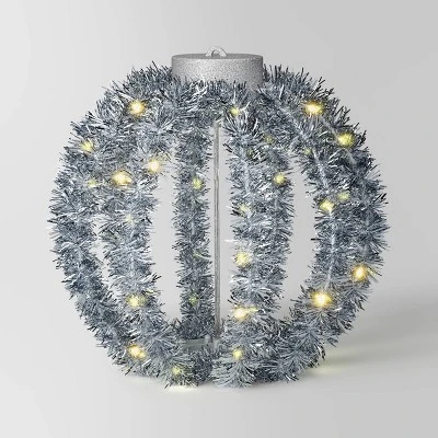 LED Christmas Hanging Tinsel Sphere With Warm White Lights - Wondershop™ 6 LED Christmas Hanging Tinsel Sphere With Warm White Lights - Wondershop™ - Image 4
