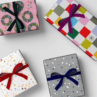 4 Pk Christmas Velvet Ribbon Dark Luxe - Wondershop™ 3 4 Pk Christmas Velvet Ribbon Dark Luxe - Wondershop™