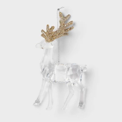 Acrylic Deer With Glittered Antlers Christmas Tree Ornament - Wondershop™ 5 Acrylic Deer With Glittered Antlers Christmas Tree Ornament - Wondershop™ - Image 3