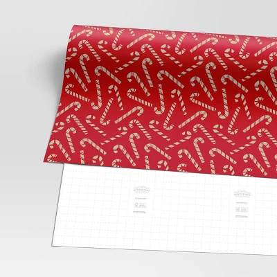 30” 20 Sq Ft Christmas Roll Wrap Scattered Candy Canes - Wondershop™ 4 30” 20 Sq Ft Christmas Roll Wrap Scattered Candy Canes - Wondershop™ - Image 2