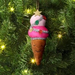 6" Christmas Fabric Ice Cream Cone Ornament - Wondershopâ˘