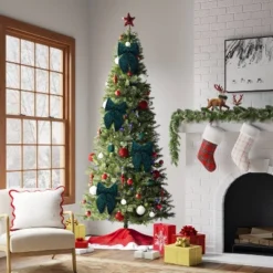 6.5" Christmas Tinsel Bow Ornament Dark Green - Wondershopâ˘