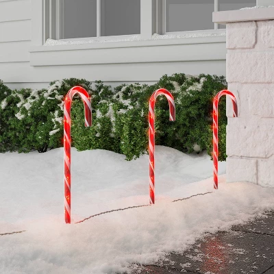 3pc LED Candy Cane Christmas Novelty Path Lights - Wondershop™ 3 3pc LED Candy Cane Christmas Novelty Path Lights - Wondershop™