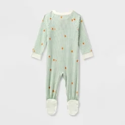 Baby Gingerbread Striped Ribbed Holiday Matching Family Footed Pajama - Wondershop™ Cream