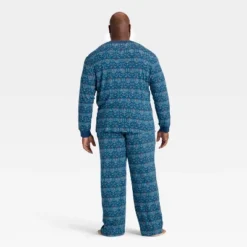 Men's Hanukkah Ribbed Long Sleeve Shirt And Pants Holiday Matching Family Pajama Set - Wondershop⢠Blue