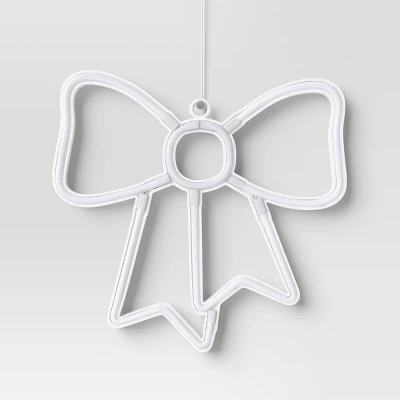 LED Battery Operated Christmas Neon Bow Hangable Sign Red - Wondershop™ 4 LED Battery Operated Christmas Neon Bow Hangable Sign Red - Wondershop™ - Image 2