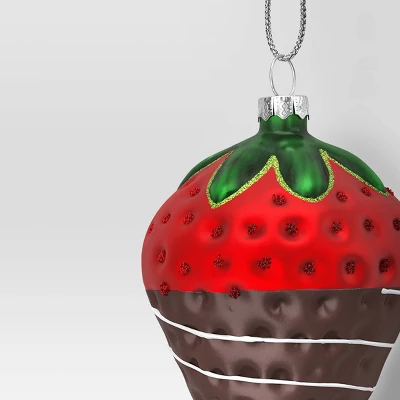 Christmas Glass Chocolate Dipped Strawberry Ornament - Wondershop™ 4 Christmas Glass Chocolate Dipped Strawberry Ornament - Wondershop™ - Image 2